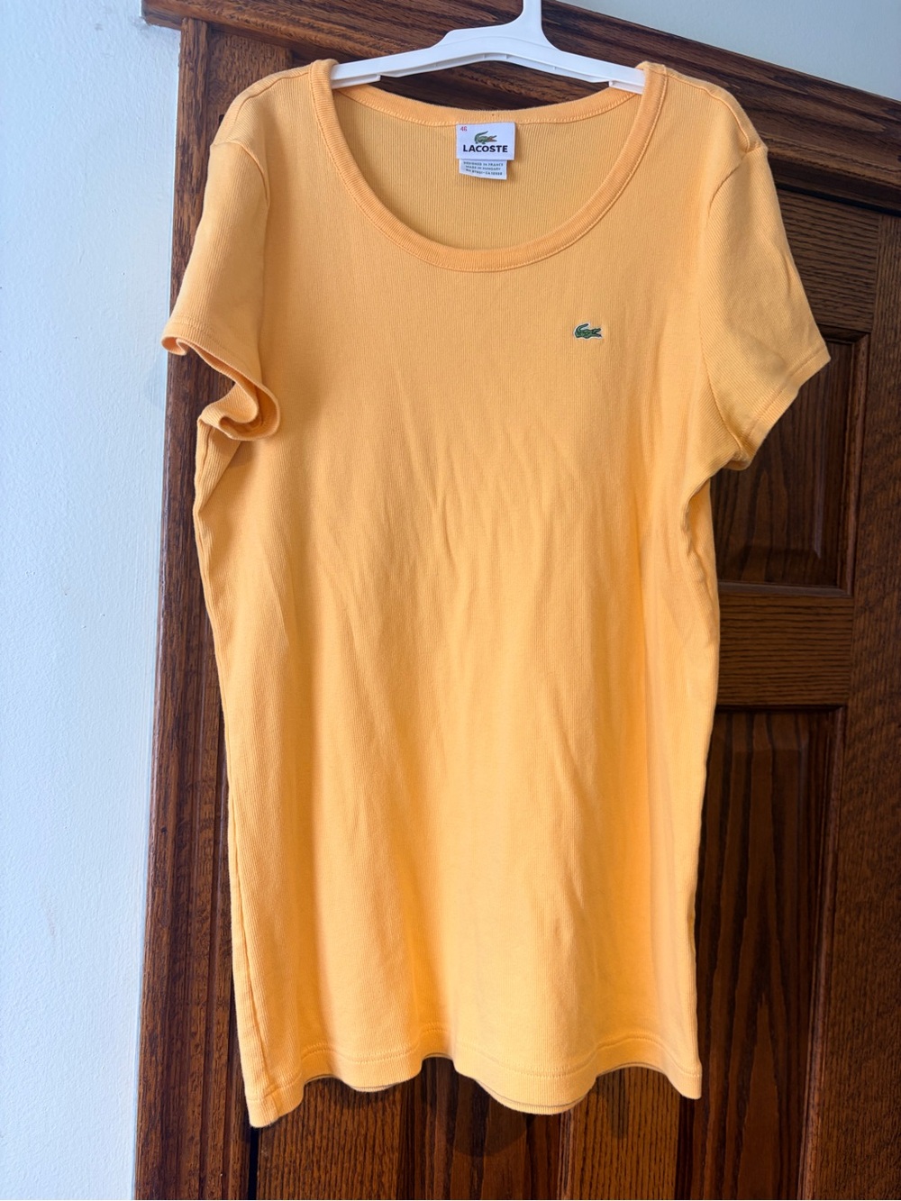 Lacoste Short Sleeve Scoop Tee in like a  dark butter yellow